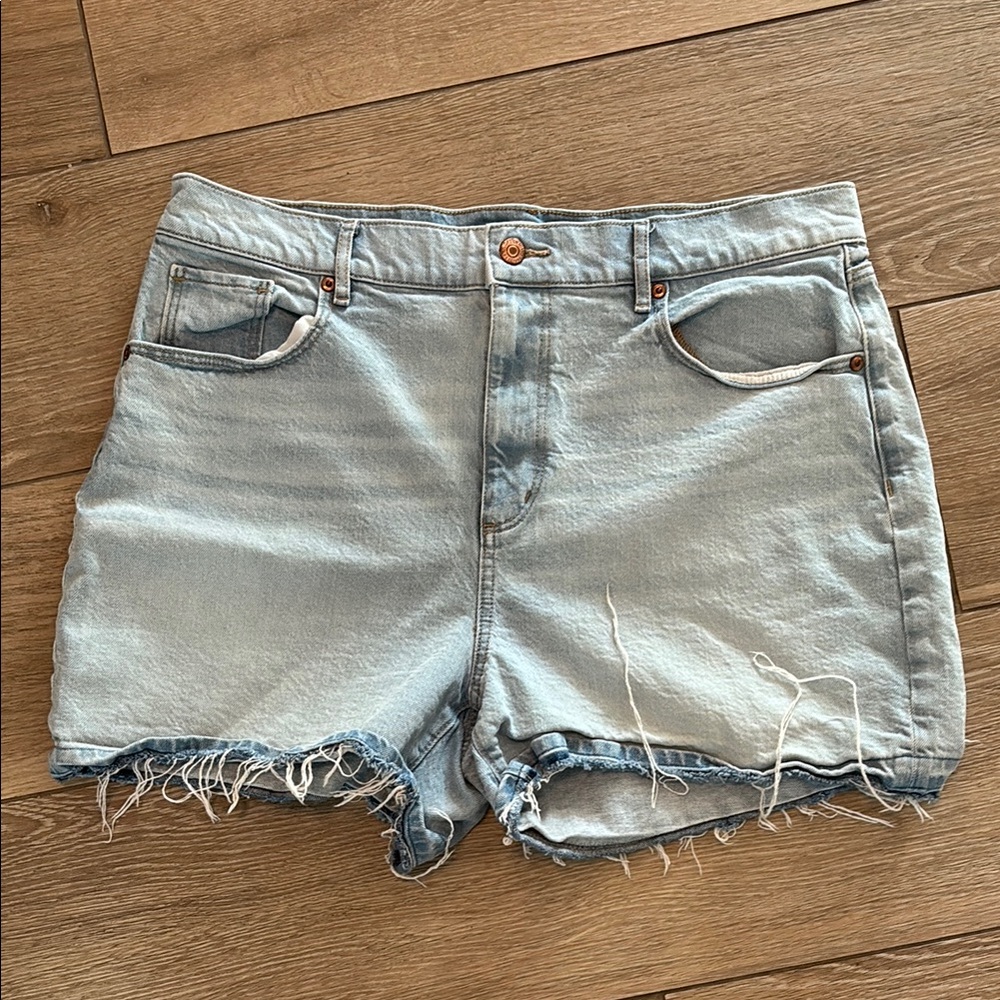 LOFT Blue Jean Shorts with Frayed Hem